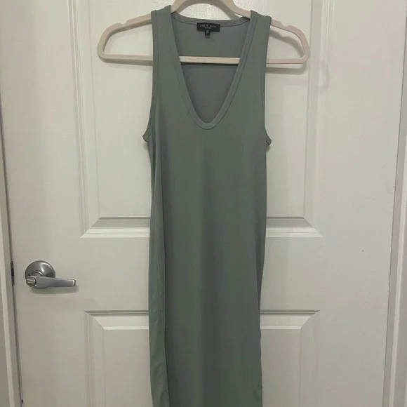 Rag & Bone Women's Zoe Ribbed V-Neck Dress - Green - Size Xs